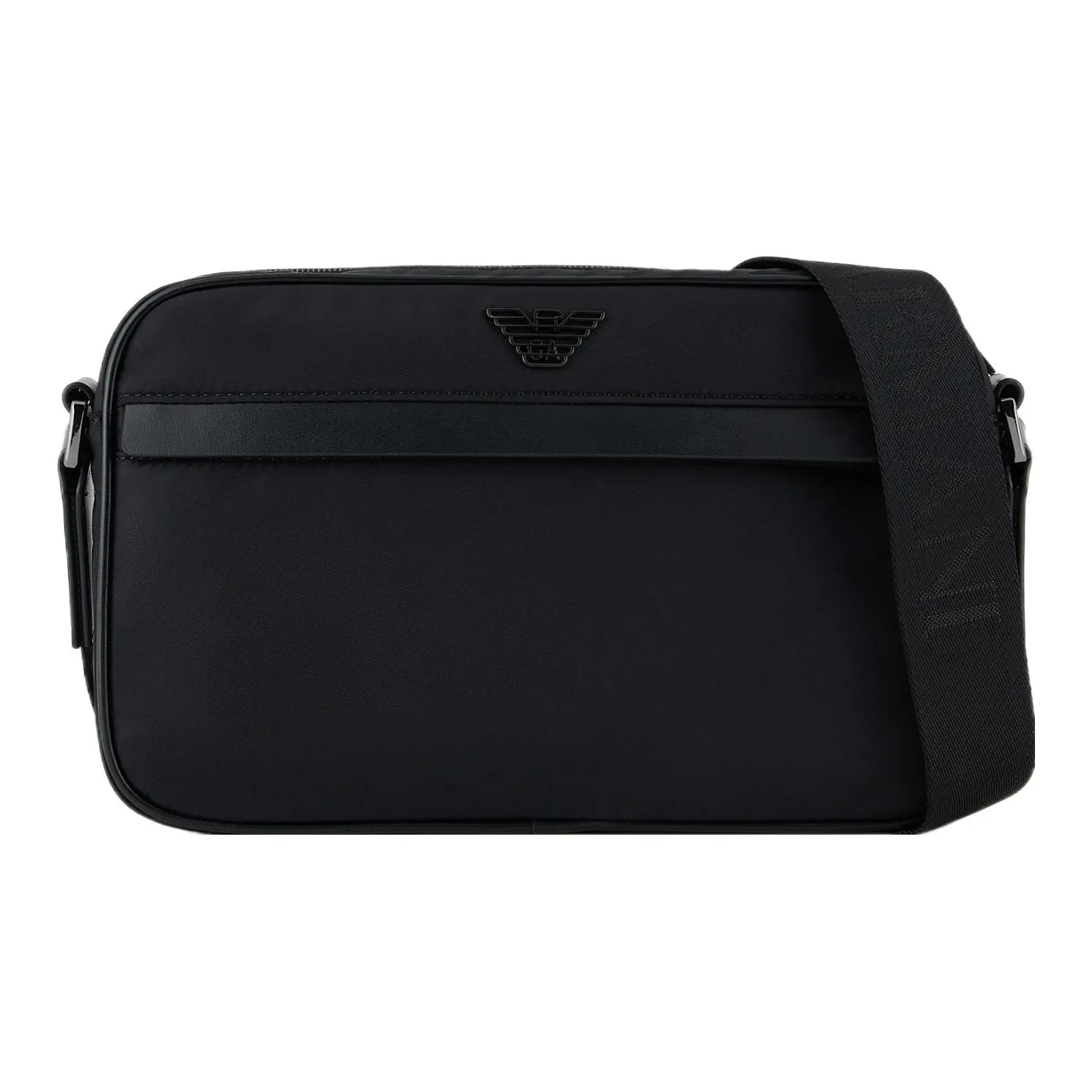 EMPORIO ARMANI Sustainable Series Recycled Nylon Crossbody Bag, Shoulder Bag Men's Black
