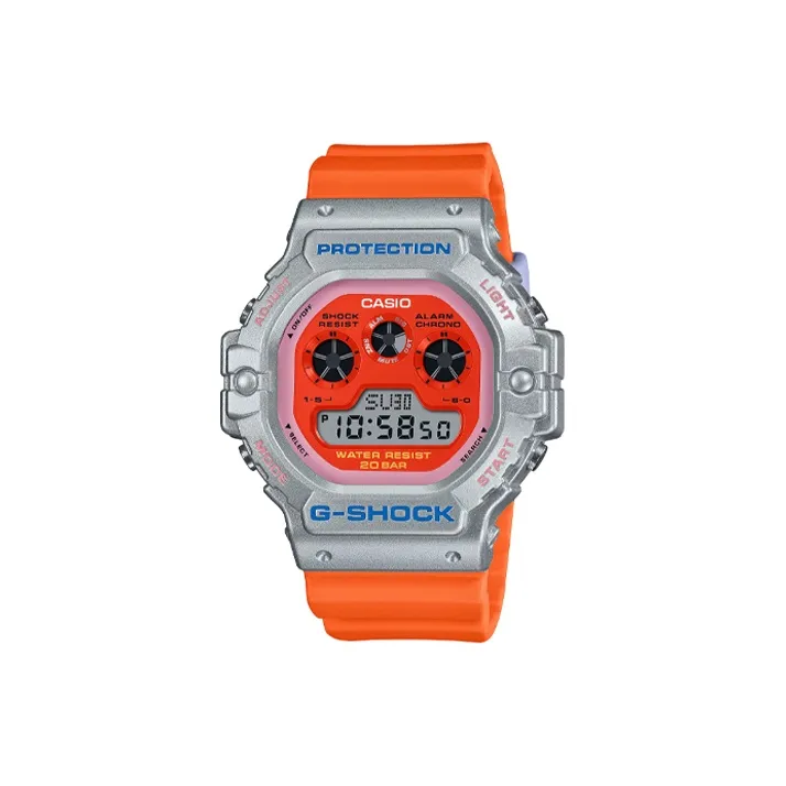 CASIO G Shock Кварцевый механизм Смольный ремешок Часы Унисекс Апельсиновый циферблат DW 5900EU 8A4JF