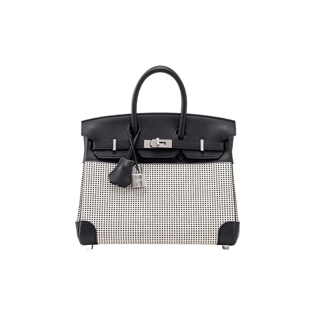 HERMES Birkin Canvas With Swift Leather Birkin Bag Handbag Regular Women's Black