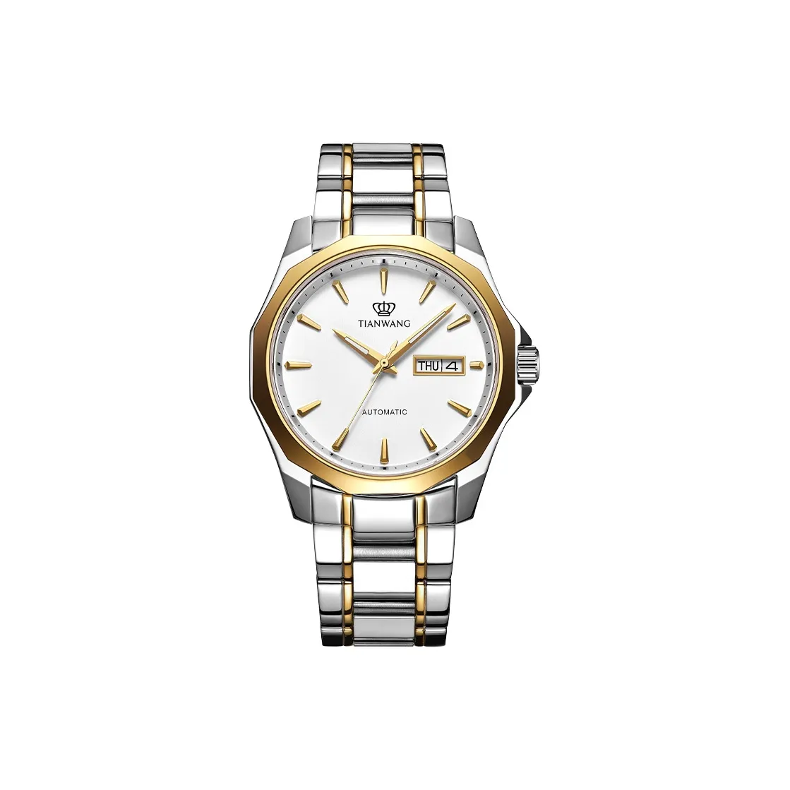 TIANWANG Горы Механический механизм Нержавеющая сталь Ремень Часы Мужские часы Белый циферблат