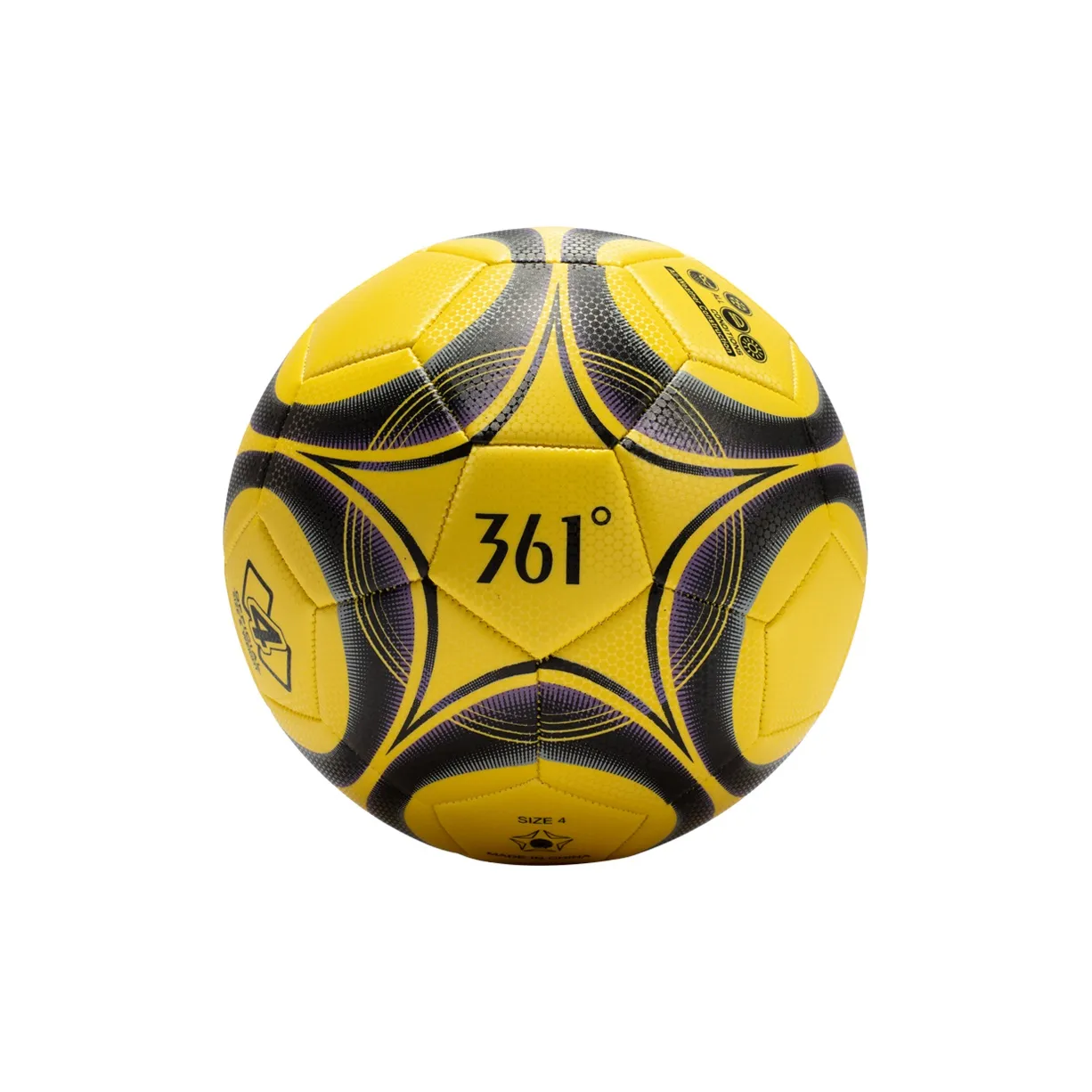 361° Size 4 Soccer PVC Machine Stitched Soccer Ball Unisex Star Shadow Black Yellow
