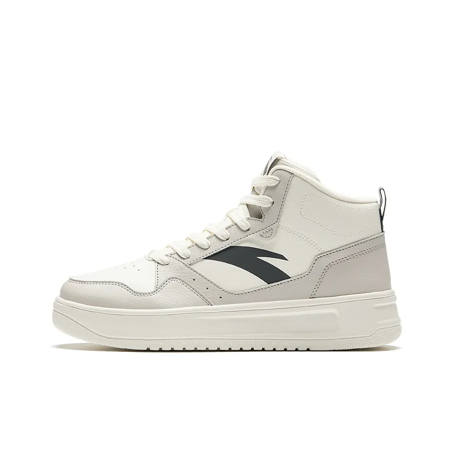 ANTA Износостойкие Легкие Дышащие Увеличивающие Высоту Высокие Кроссовки для Скейтбординга Мужские Белые Серые