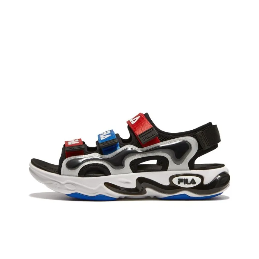 FILA KIDS Амортизация и Дышащие Детские Сандалии Черные Пламя Красные