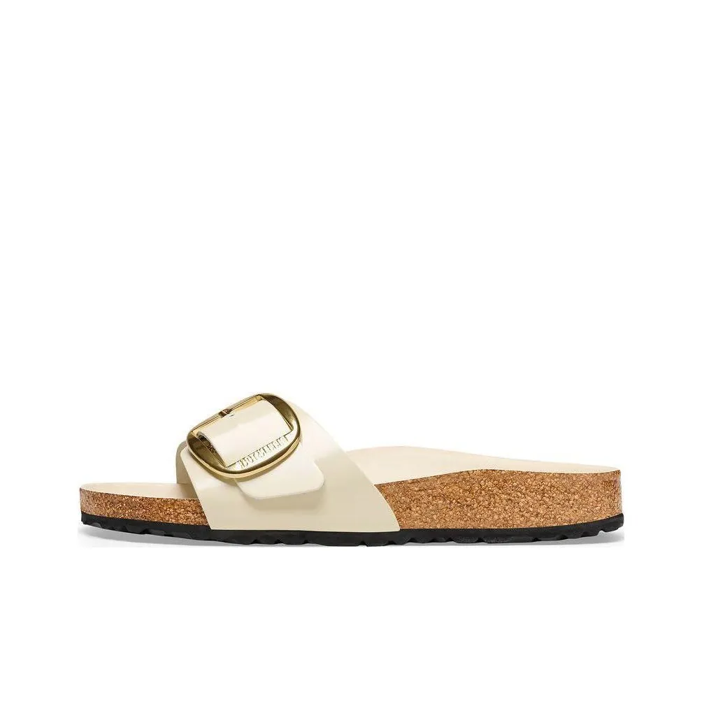 Birkenstock Madrid Big Buckle Slide Slippers Women's High Gloss Natural