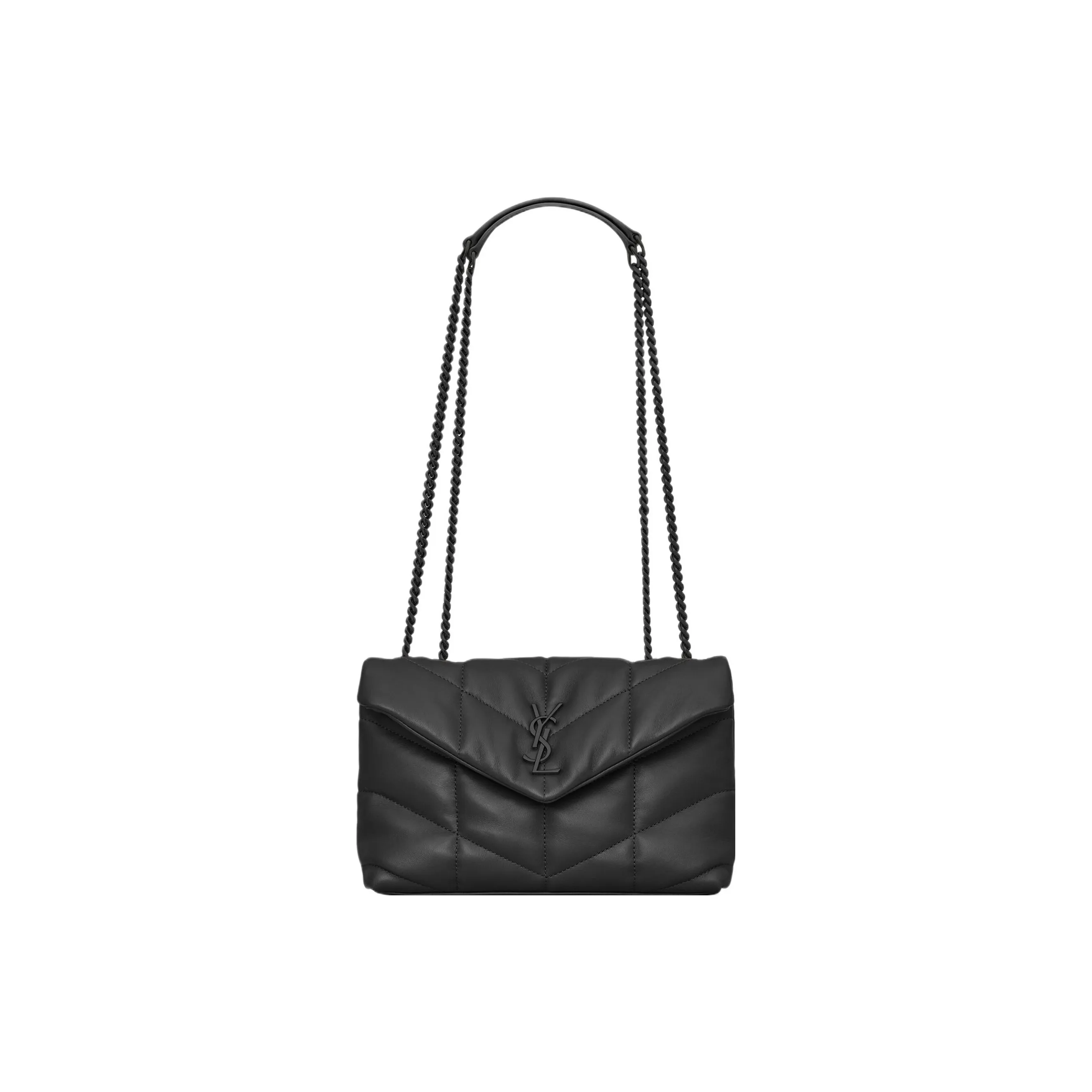 SAINT LAURENT PUFFER Sheepskin Portable Crossbody Bag, Shoulder Bag Women's Black