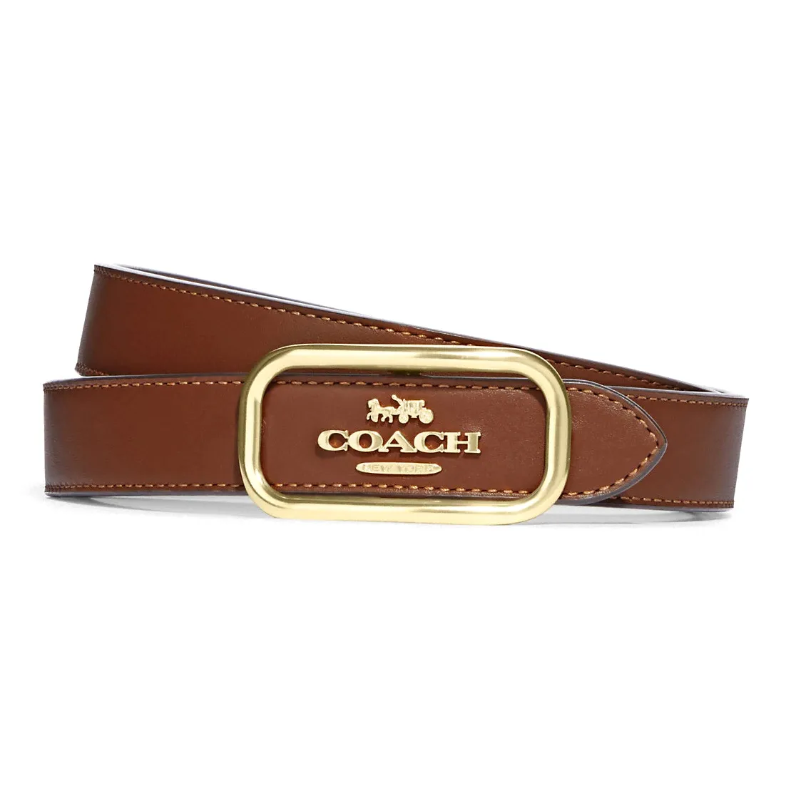 COACH Calfskin Leather Belts Women's Brown Width  2.5cm