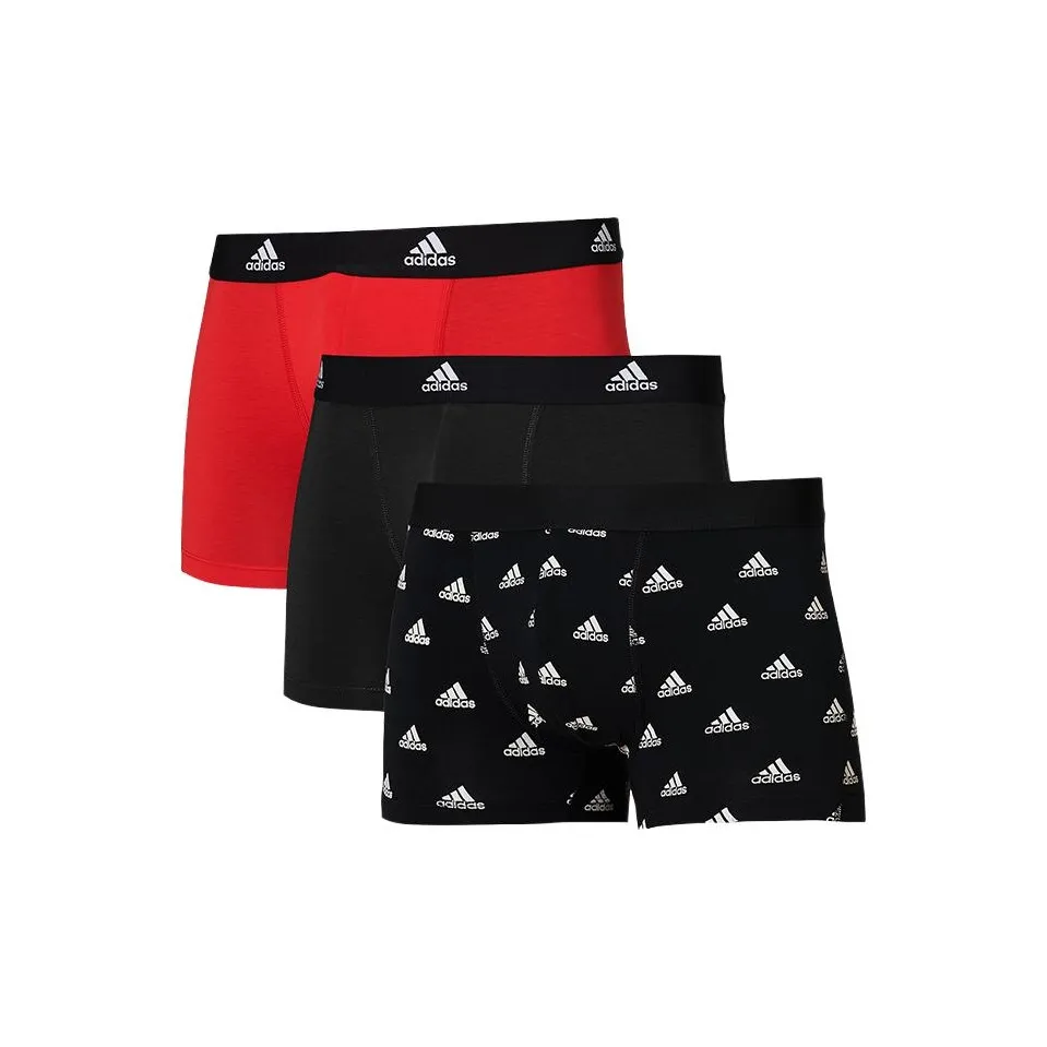 Adidas Быстросохнущий Дышащий Удобный Устойчивый к истиранию Мужской 3 упаковки Черный Красный С принтом по всей поверхности Логотип и Черный ремень