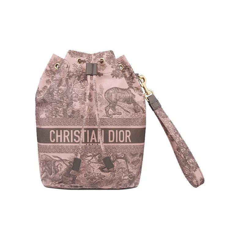 DIOR Travel Fabric Travel Storage Bag Women's Pink/Gray