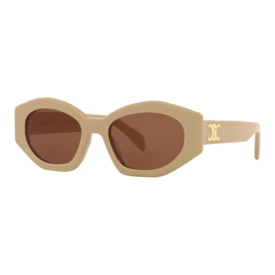 CELINE Acetate Irregular Shape Sunglasses Women's Brown