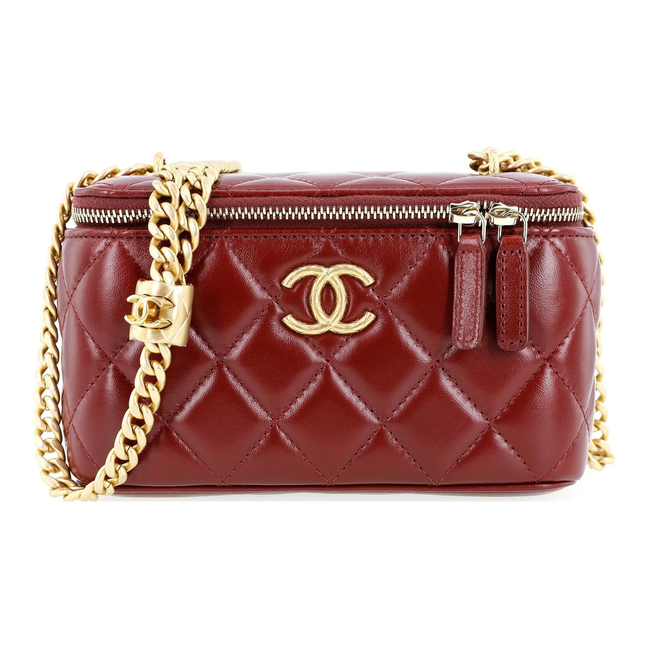 CHANEL Lambskin Shoulder Bag, Crossbody Bag Women's Red