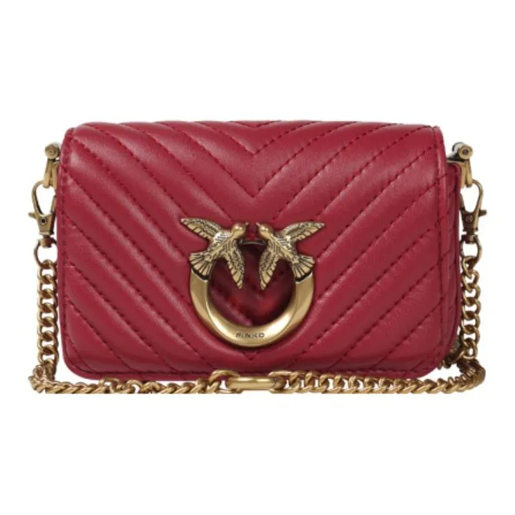 PINKO Овчина с коровьей кожей Bird Сумка Портативная сумка через плечо Женская бургундская