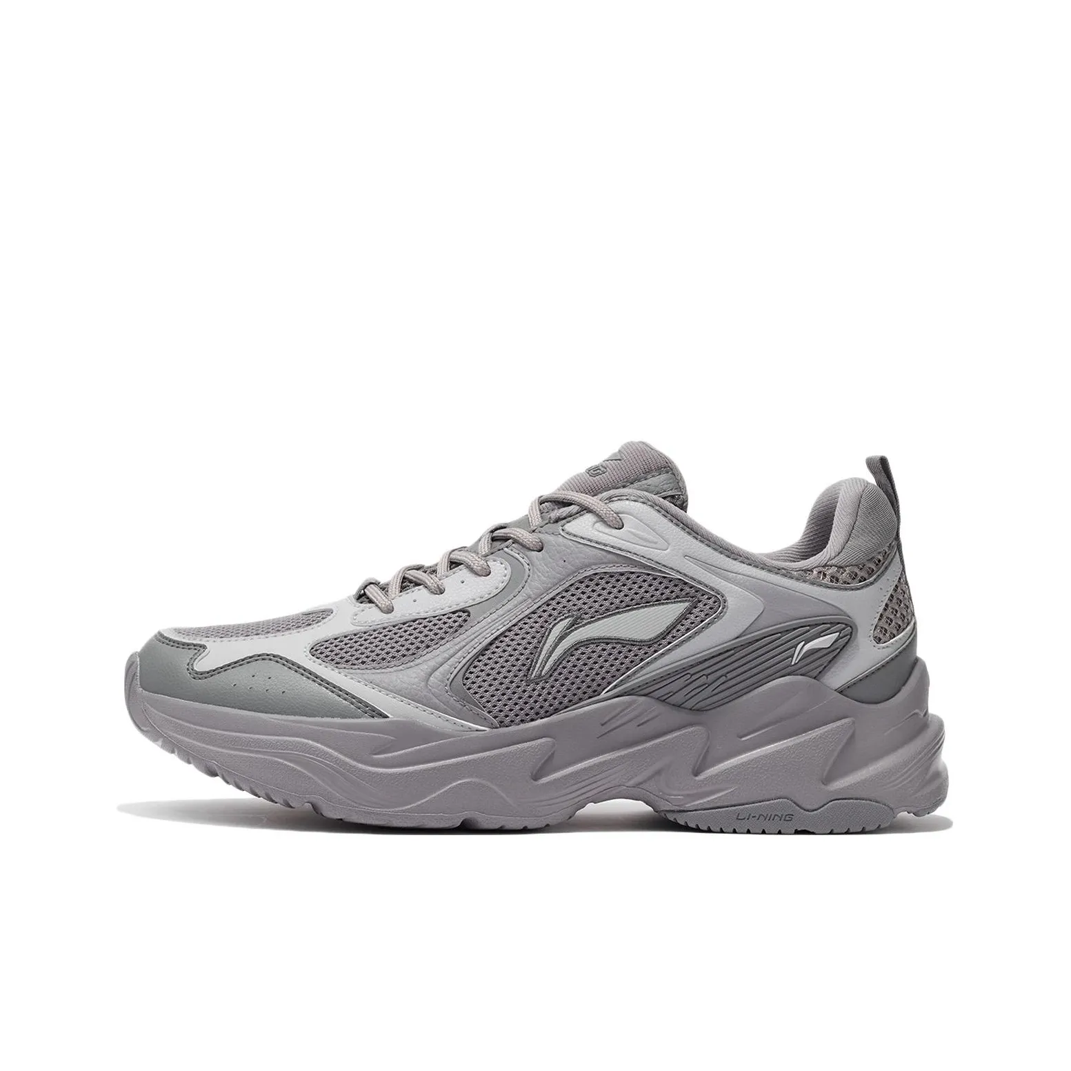 LiNing Cushioning Breathable Low Top Running Shoes Men's Gray