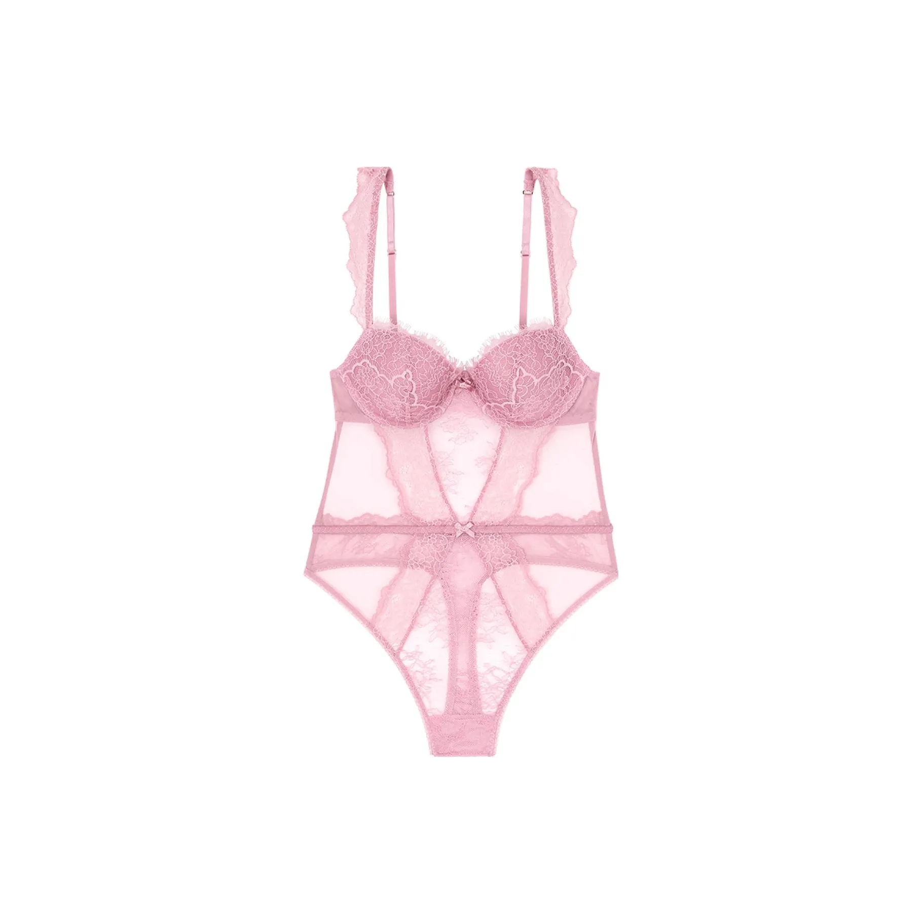 Victoria's Secret VERY SEXY Lightly Lined Demi Lace Teddy Bodysuits Women's Pink