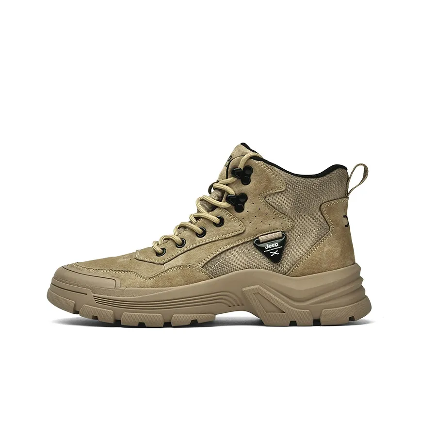 Jeep Breathable Warm Wear-Resistant Cushioning Short Outdoor Hiking Boots Sand