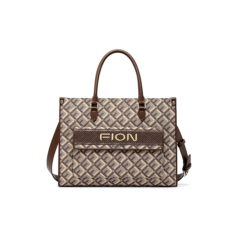 FION Ткань Micro Embroidery Tote Сумка Одно Плечо Большая Женская