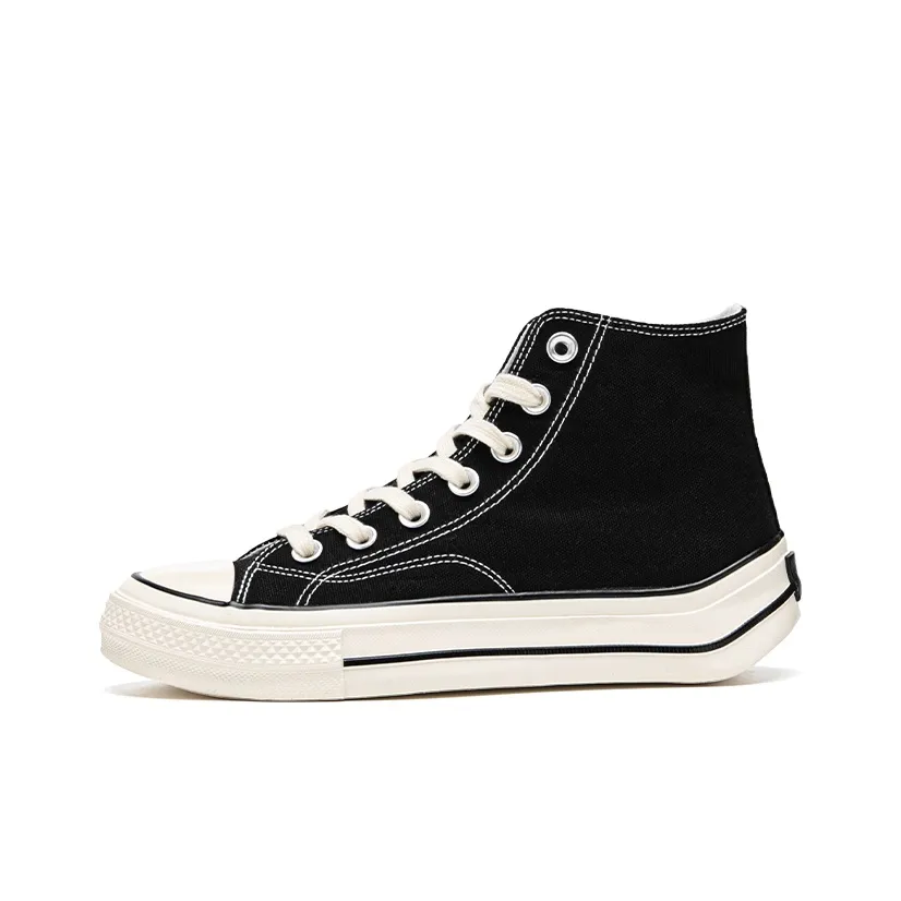 WARRIOR Cloud Sail Series Canvas Shoes Unisex High Top Black