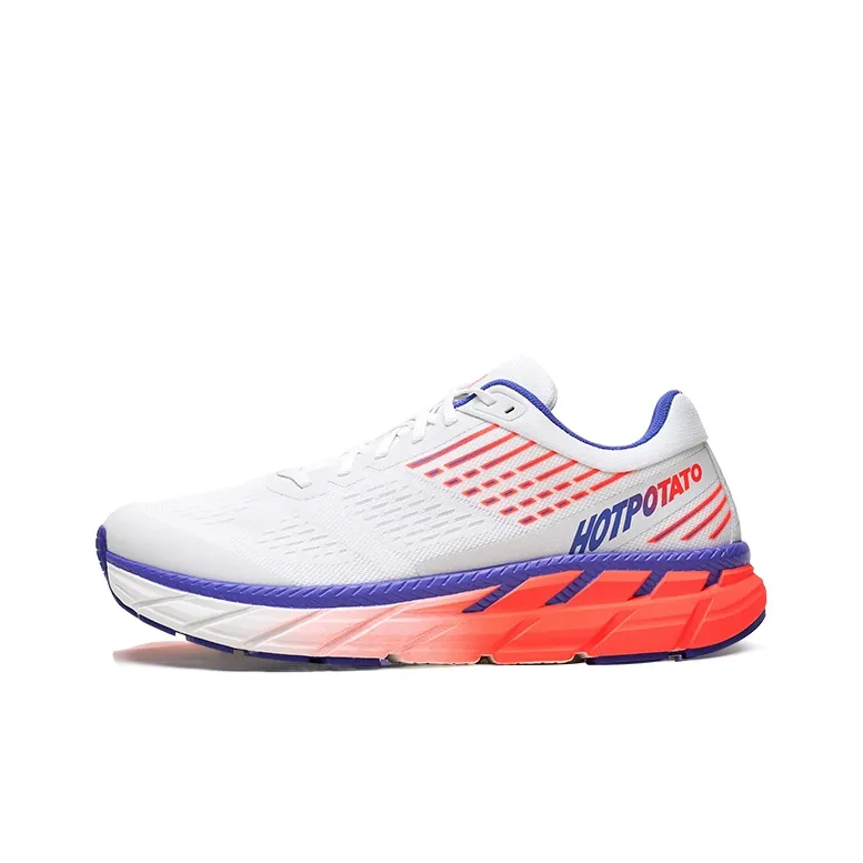 HOT POTATO Cushioned Anti-Slip Wear-Resistant Breathable Lightweight Low-Top Marathon Running Shoes Unisex White