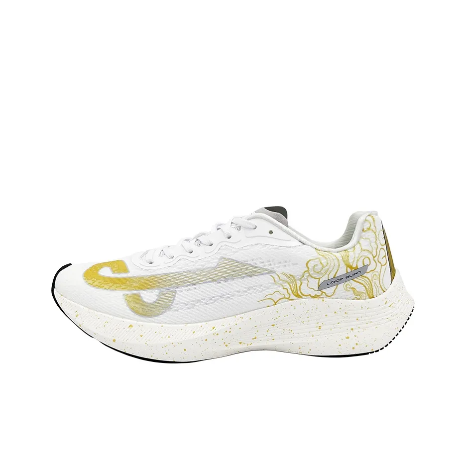 MOYOUXUE x LOOP BURN Snake 1.0 Cushioned Slip Resistant Mid Top Running Shoes Unisex White Gold