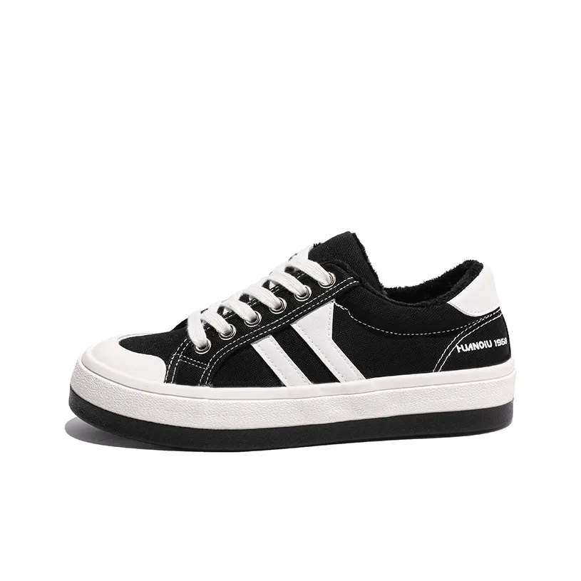 HUANQIU Износостойкий Нескользящий и Дышащий Низкий Топ Кеды Женские Черные