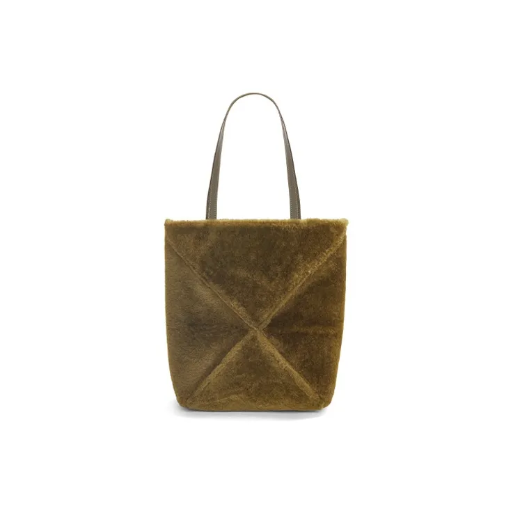 LOEWE Shearling Tote Bag, Shopping Bag, Handbag Regular Women's Dark Green