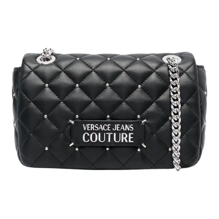 VERSACE JEANS COUTURE Polyester With Polyurethane Handbag, Shoulder Bag, Crossbody Bag Womens White Polyurethane Shoulder Bag Crossbody Bag Regular Women's Black