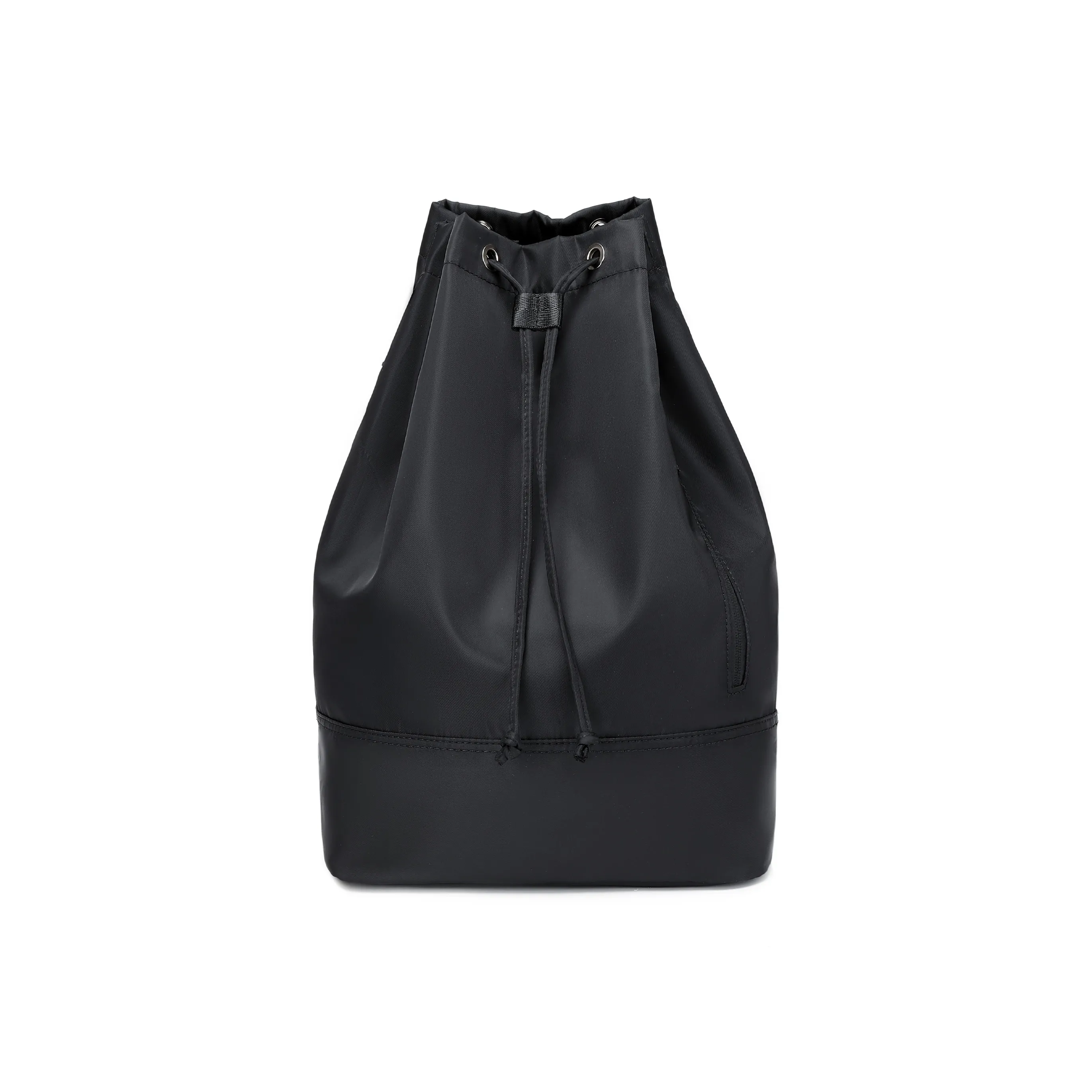 UNITE STAR Nylon Zipper Closure Bucket Bag Backpack Unisex Black/Gray