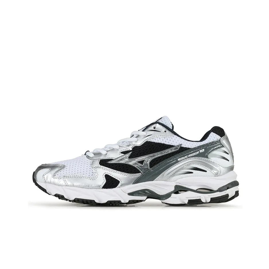 Mizuno Wave Rider 10 Low Топ Беговые кроссовки Мужские Белый Серебряный