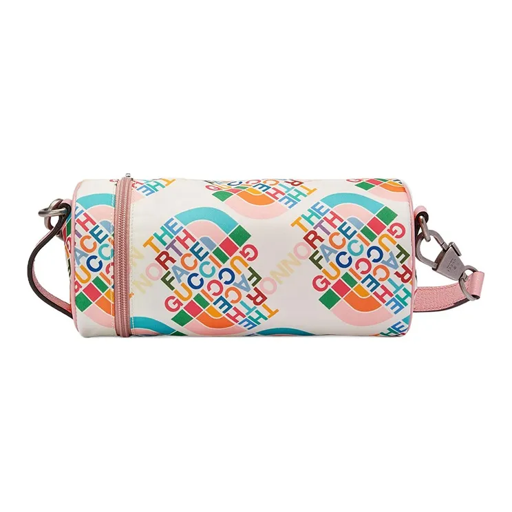 GUCCI The North Face Collaboration Nylon Cylinder Bag Water Bottle Bag Shoulder Bag Crossbody Bag Women's White & Pink