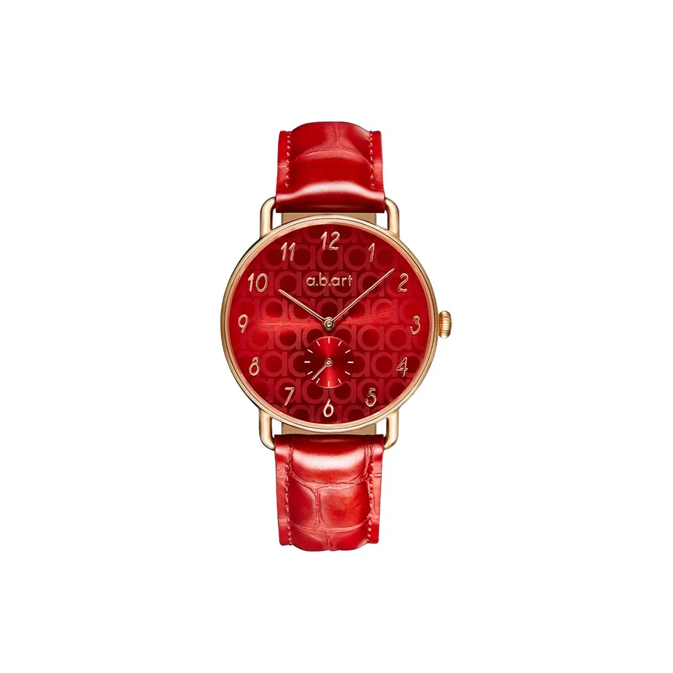a.b.art Women's Watch Кварцевый механизм Естественная кожа Ремешок Красный Циферблат Часы Модель FR36 002 14L