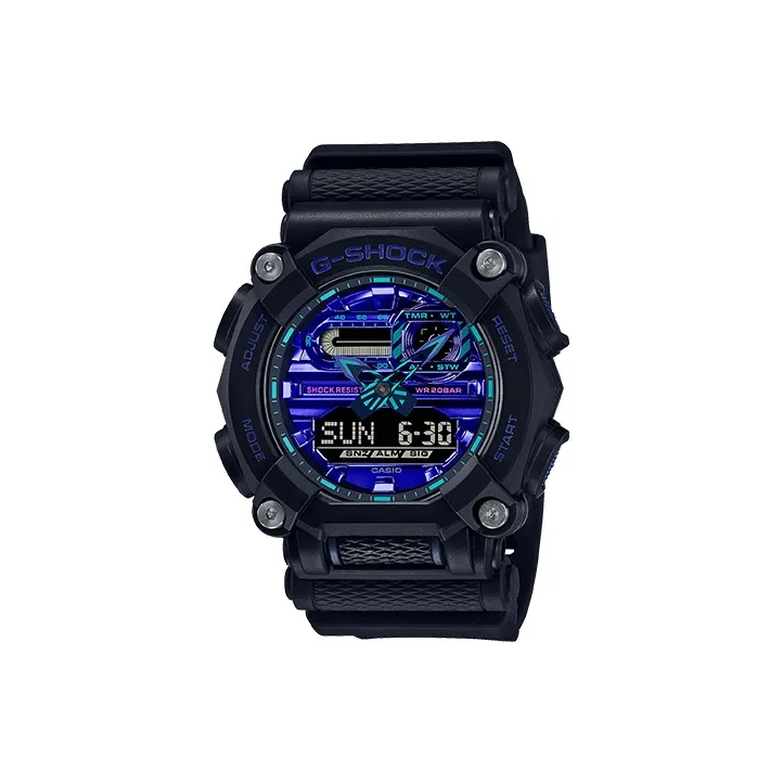 CASIO Liquid Crystal Analog Dual Display Series Кварцевый механизм Смольный ремешок Часы Мужские Черный циферблат