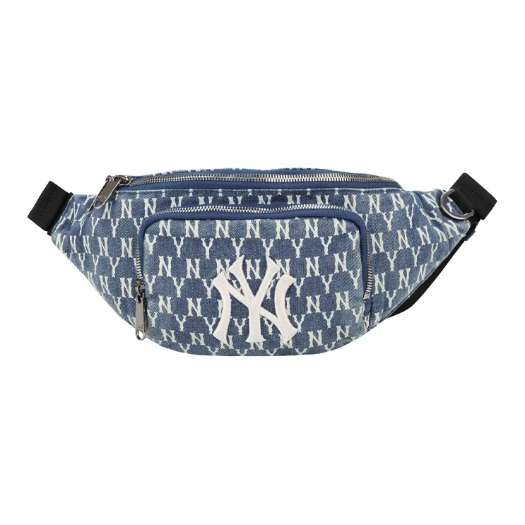 MLB Monogram Collection Cotton Crossbody Bag, Fanny Pack Regular Unisex Denim Blue