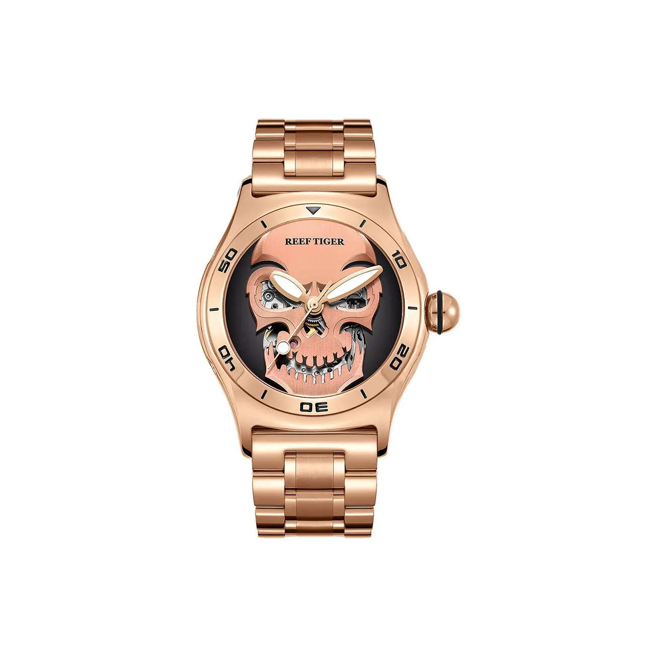 REEF TIGER Automatic Mechanical Movement Men's Watches Black Dial