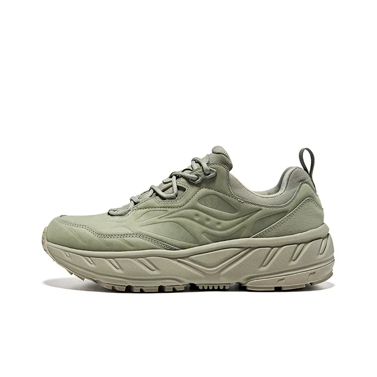 Saucony CYBER WEB Abrasion Resistant Low Top Running Shoes Unisex Gray Green