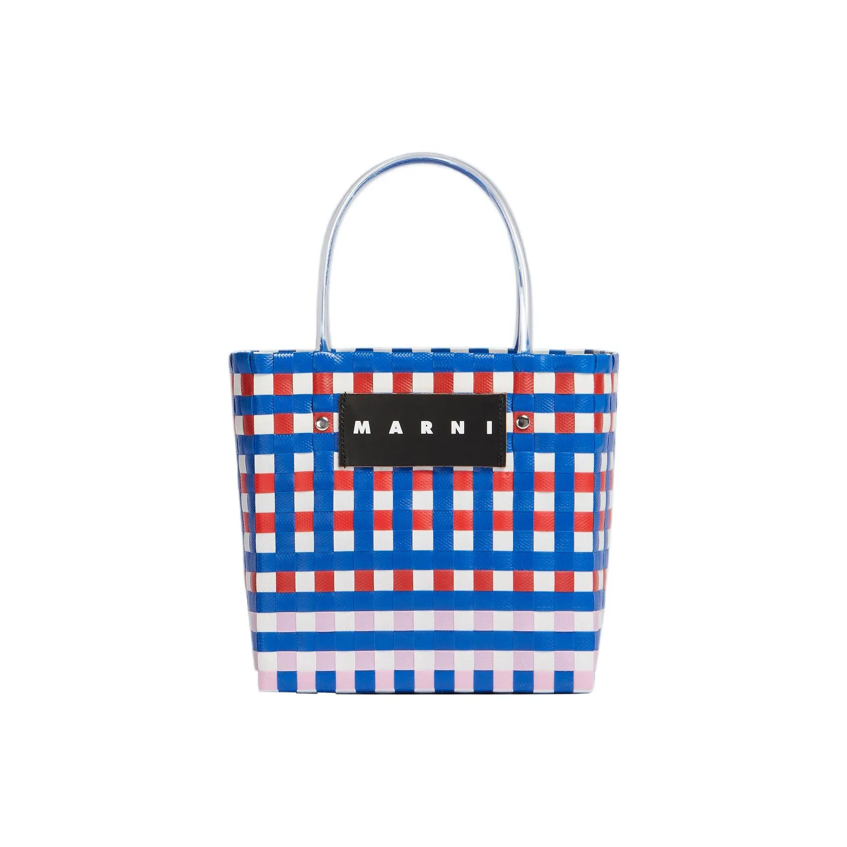 MARNI Basket Series Полипропиленовая Корова Кожа Тоут Сумка Сумка для покупок Мини Сумка Женская Многоцветная Синяя