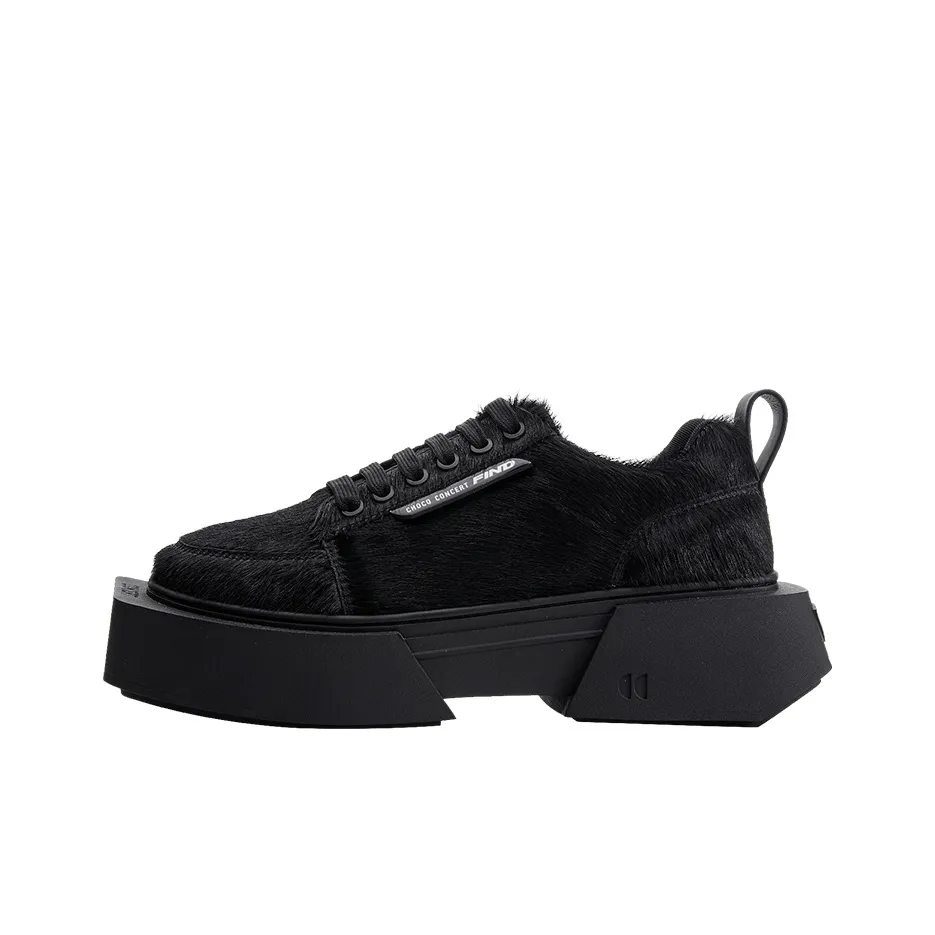 CHOCO CONCERT Anti Slip Wear Resistant Breathable Supportive Height Increasing Low Top Platform Shoes Unisex All Black