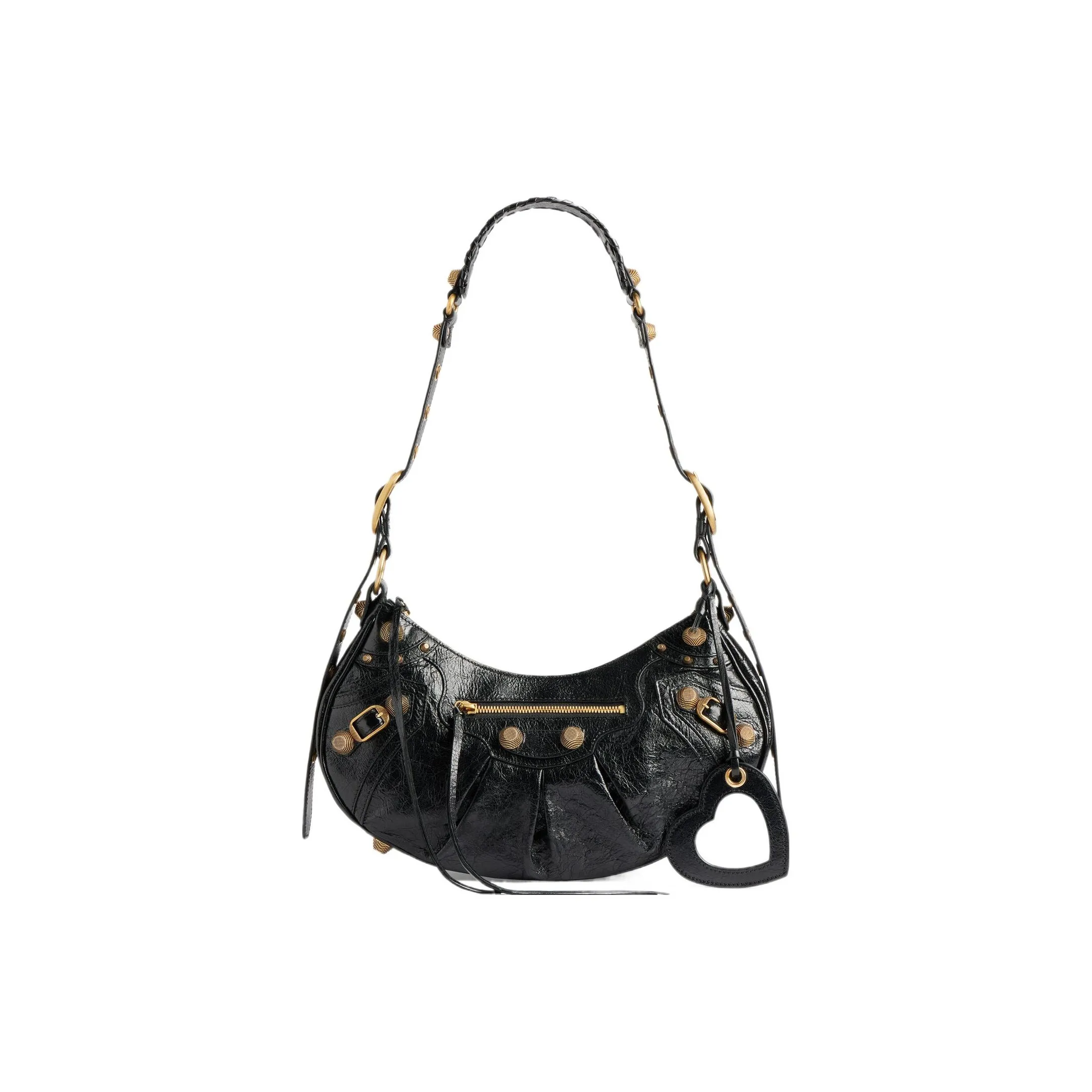 Balenciaga Le Cagole Cow Leather Crescent Bag, Dumpling Bag, Biker Bag, Shoulder Bag, Handbag Small Size Women's Black