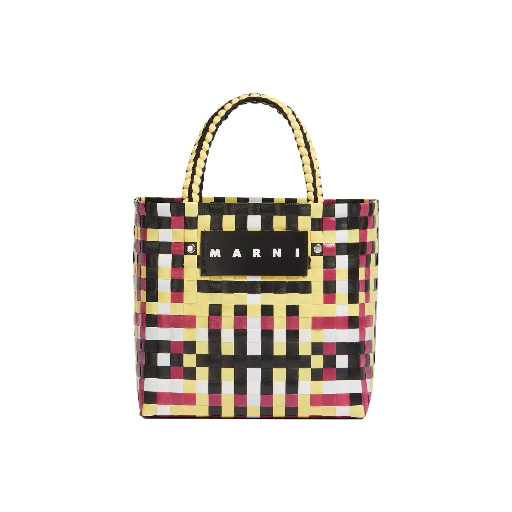 MARNI Basket Series Polypropylene With Cow Leather Tote Bag Shopping Bag Handbag Women's Yellow/Black