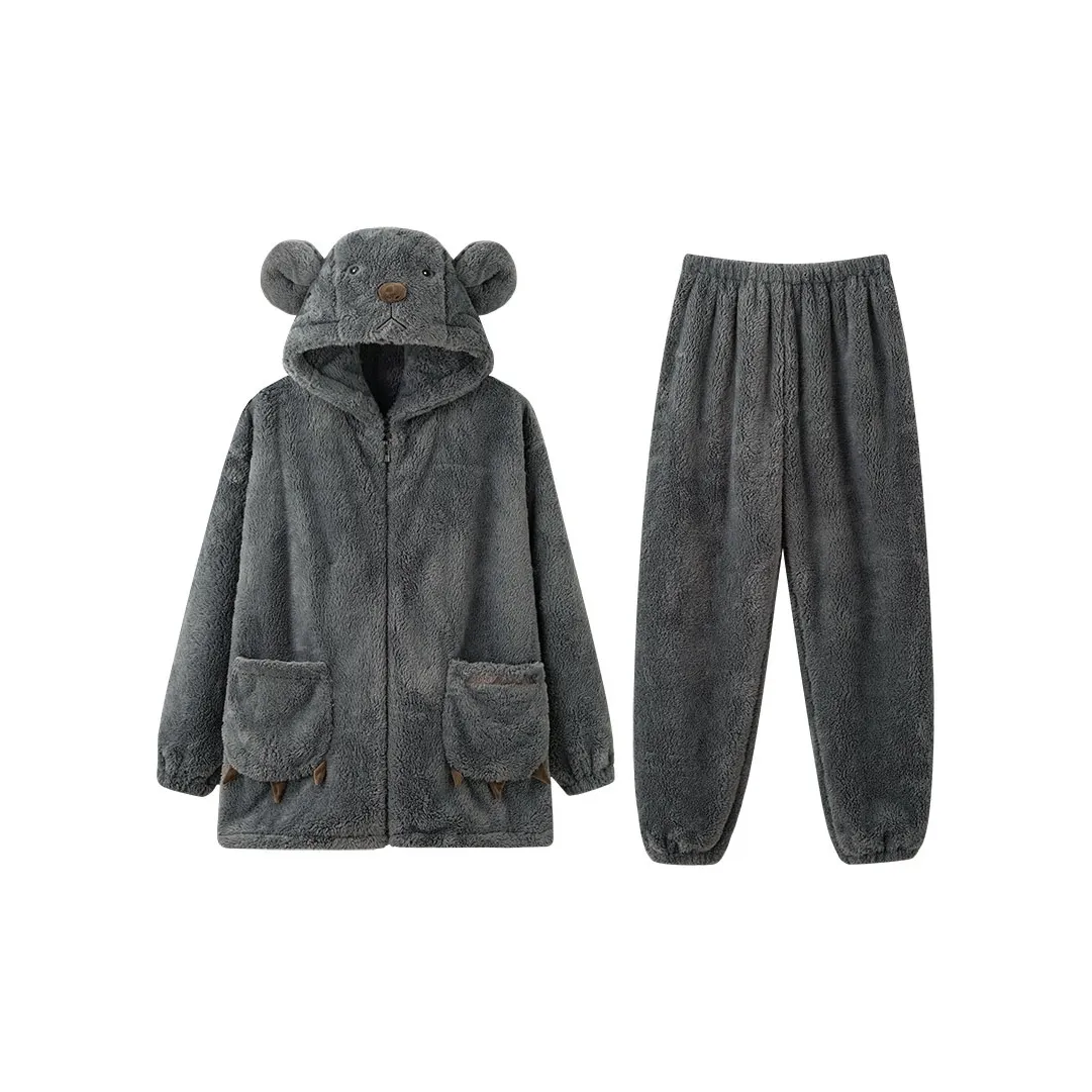 MIOJUER Pajama Set Autumn And Winter Models Men's Dark Gray