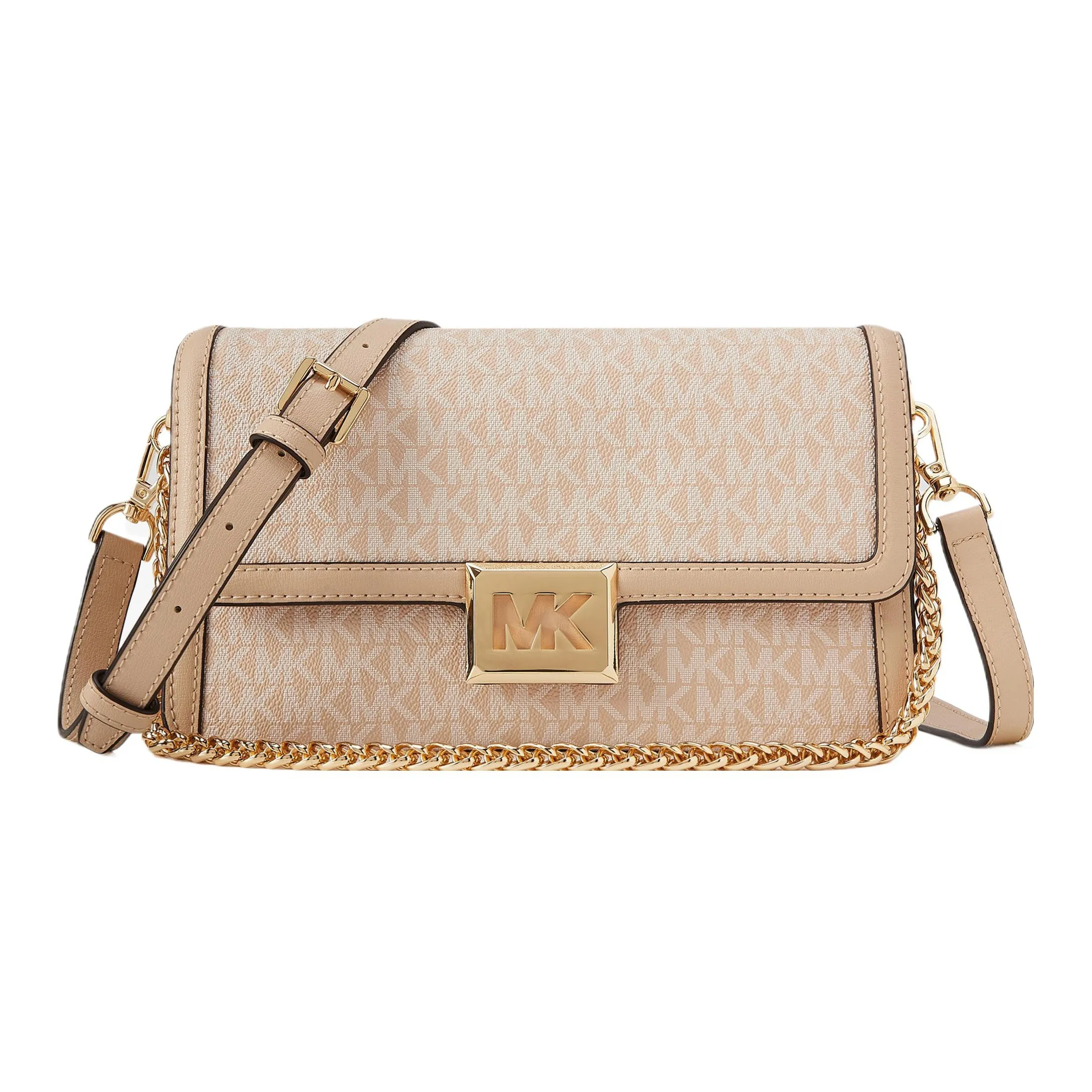 MICHAEL KORS Sonia Artificial Leather Envelope Bag Crossbody Bag Shoulder Bag Medium Size Women's Beige Yellow