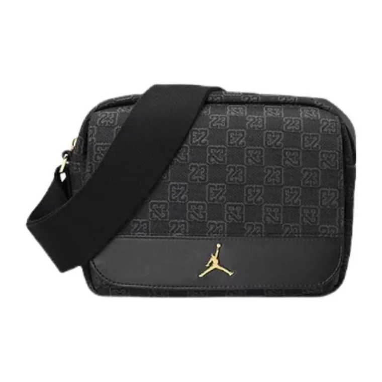 Jordan Leather Crossbody Bags Vintage Floral Pattern Shoulder Bags Unisex Black