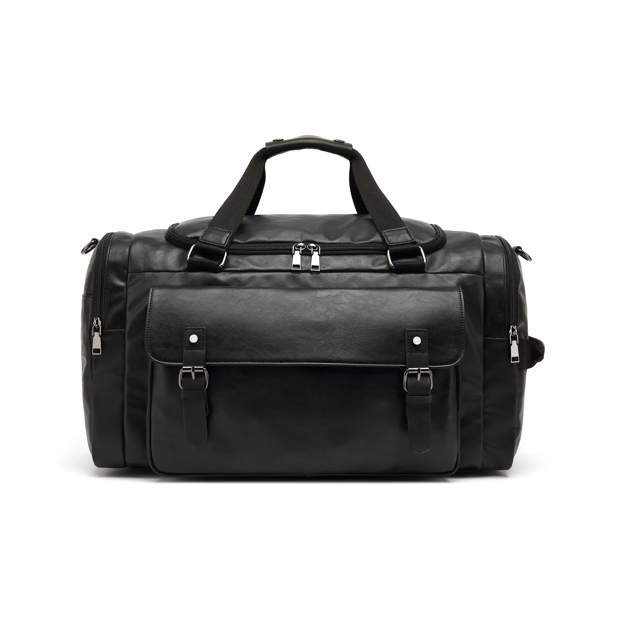 Slazenger PU Storage Bag Luggage Bag Gym Bag Training Bag Crossbody Portable Travel Bag Regular Unisex Black