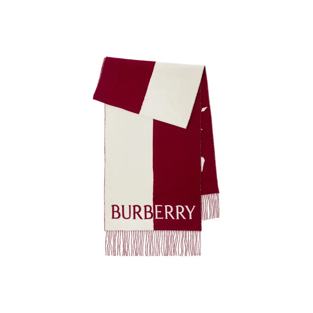 Burberry Edk Knight motif Fringed edge Scarf