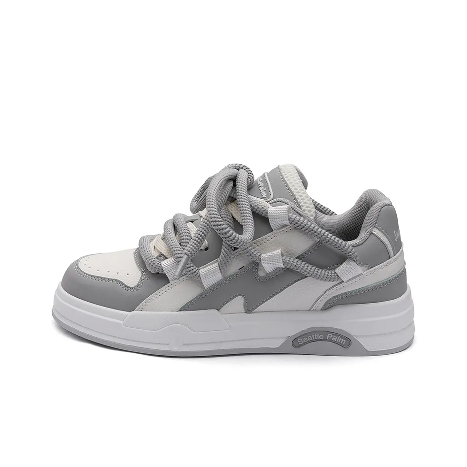 Seattle Palm Low Top Skateboard Shoes Unisex White Gray