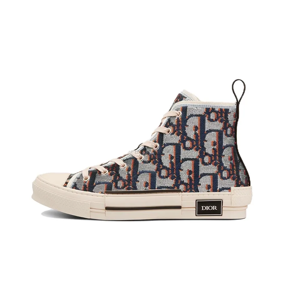 DIOR B23 High Top Stylish Skateboarding Shoes Men's Blue Silver
