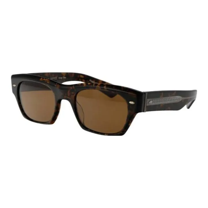 Oliver Peoples Acetate Irregular Shape Sunglasses Unisex Brown