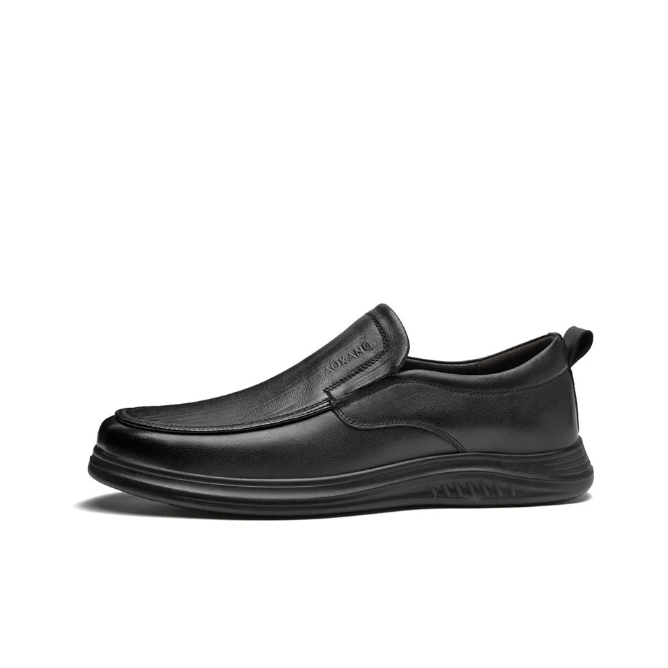 AOKANG Casual Leather Shoes Men's Low Top Black