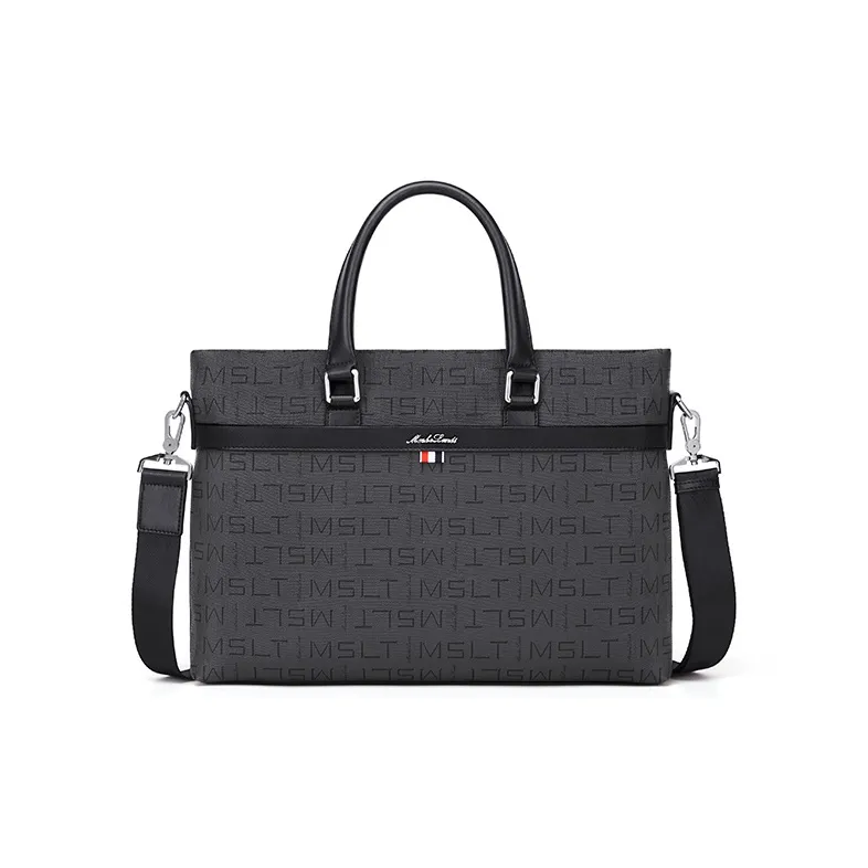 MashaLanti PVC Briefcase Handbag Laptop Bag Laptop Bag Men's Dark Gray