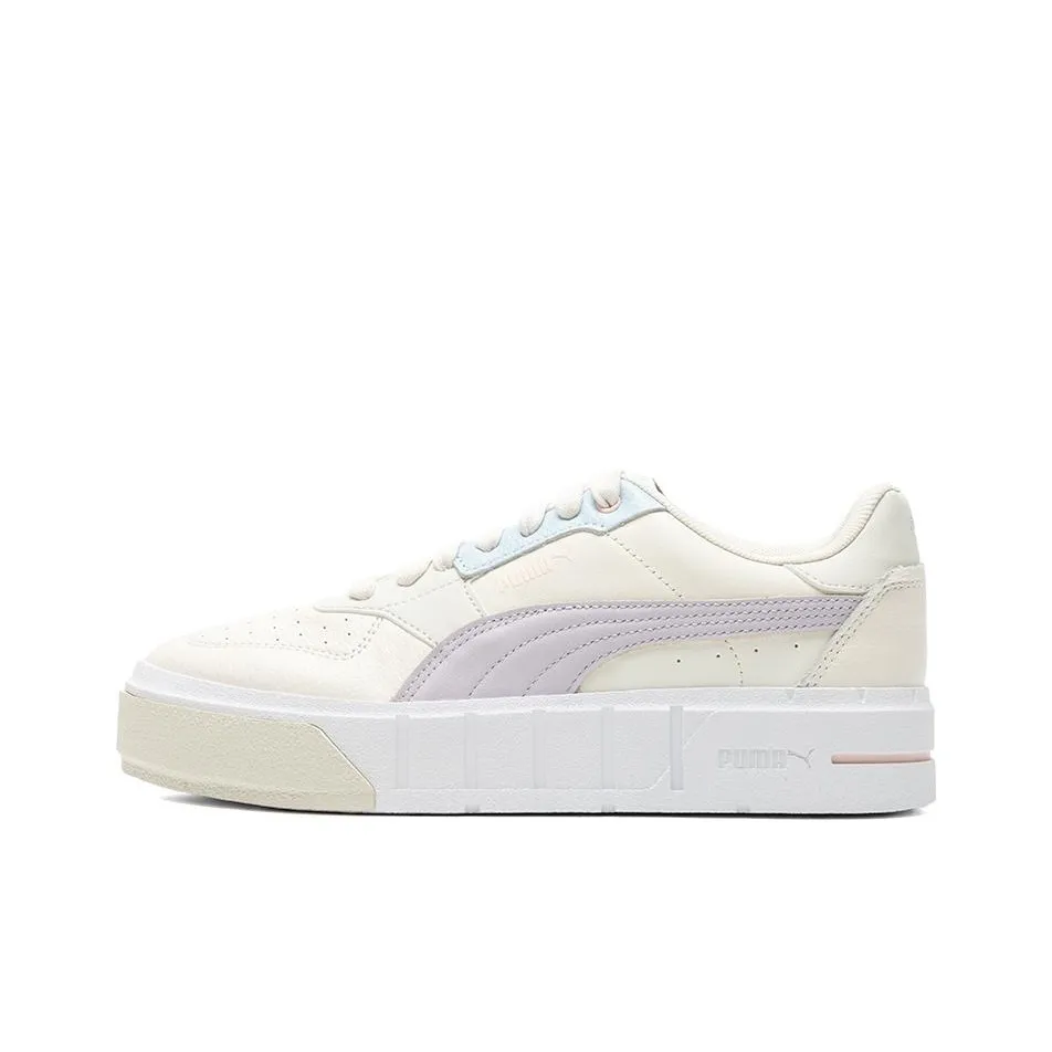 PUMA CALI COURT Lth Аbrasion Resistant Низкие Кроссовки для скейтбординга Женские Синий Фиолетовый Бежевый