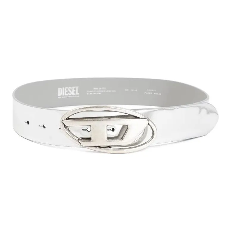 DIESEL Логотип Пряжка Плавная Пряжка Кожаные Ремни Женские Серебряный Ширина 3,9 см