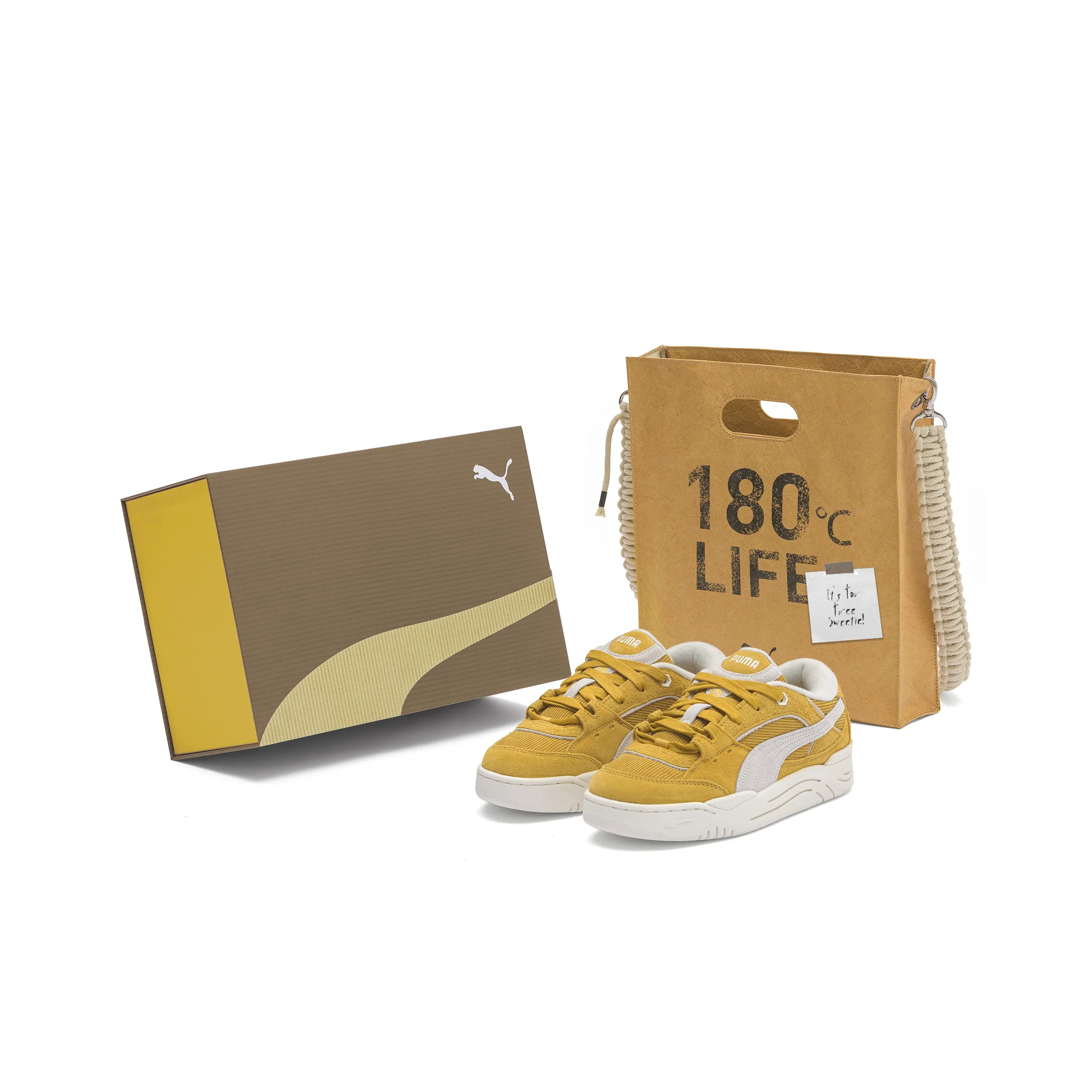 PUMA 180 Corduroy Низкие Кроссовки для Скейтбординга Унисекс Желтые Особенные Упаковка